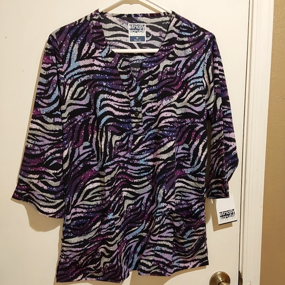 🌺 NWT Strictly Scrubs Long Sleeve Scrub Top - Picture 1 of 10